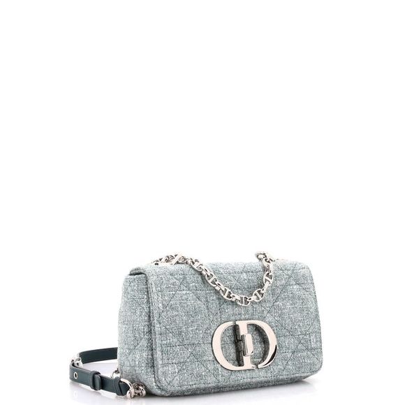 Christian Dior Caro Bag Macrocannage Quilt Linen Small Green - Picture 2 of 6